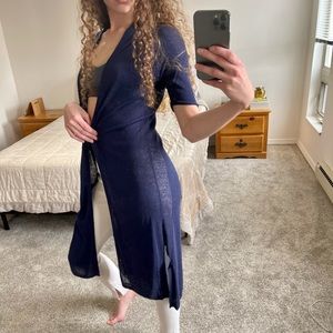 Linen blend short sleeve duster Cardigan